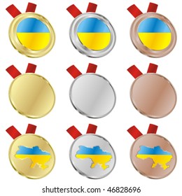 fully editable ukraine vector flag in medal shapes