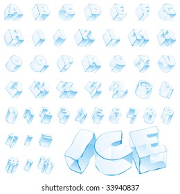 fully editable vector 3d ice alphabet - capitals and numerals