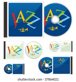 fully editable vector colored CDs and cases with jazz layout ready to use