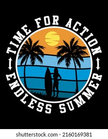 Fully editable Vector EPS 10 Outline of Endless Summer T-Shirt Design an image suitable for T-shirts, Mugs, Bags, Poster Cards, and much more. The Package is 4500* 5400px