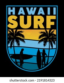 Fully editable Vector EPS 10 Outline of Hawaii Surf Summer T-Shirt Design an image suitable for T-shirts, Mugs, Bags, Poster Cards, and much more. The Package is 4500* 5400px