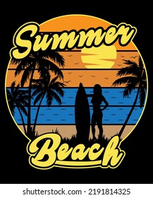 Fully editable Vector EPS 10 Outline of Summer Beach T-Shirt Design an image suitable for T-shirts, Mugs, Bags, Poster Cards, and much more. The Package is 4500* 5400px