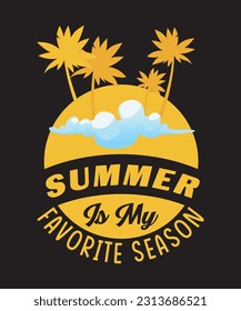 Fully editable Vector EPS 10 Outline of Summer is My Favorite Season T-Shirt Design an image suitable for T-shirts, Mugs, Bags, Poster Cards, and much more. The Package is 4500* 5400px