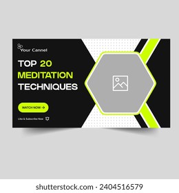 Fully editable vector fitness and meditation techniques thumbnail banner design, tips and tricks video cover banner design, customizable vector eps 10 file format