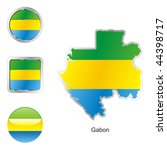 fully editable vector flag of gabon in map and web buttons shapes