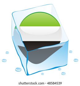 fully editable vector illustration of afghanistan button flag frozen in ice cube