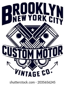 Fully editable vector illustration (Editable AI) and EPS outline of BROOKLYN Vintage T shirt Design, an image suitable for t-shirt graphic, poster or print design, the package contains: 4500×5400 px