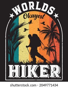 Fully editable vector illustration (Editable AI) and EPS outline Adventure Hiking Vintage T-shirt Design an image suitable for t-shirt graphic, poster or print design, the package contains 4500×5400px