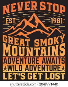 Fully editable vector illustration (Editable AI) and EPS outline Adventure Hiking Vintage T-shirt Design an image suitable for t-shirt graphic, poster or print design, the package contains 4500×5400px