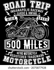 Vollständig bearbeitbare Vektorgrafik (Editable AI) und EPS Umriss Road Trip Classic Vintage Motorrad T-Shirt Design ein Bild geeignet für T-Shirt-Grafik, Poster oder Print-Design, Paket 4500x5400px