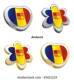 fully editable vector illustration of andorra flag in heart and flower shape