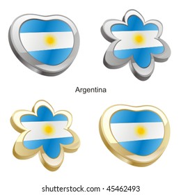 fully editable vector illustration of argentina flag in heart and flower shape