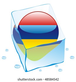 fully editable vector illustration of armenia button flag frozen in ice cube