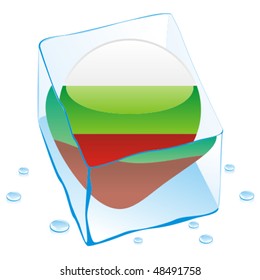 fully editable vector illustration of bulgaria button flag frozen in ice cube