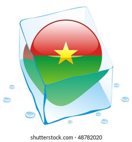 fully editable vector illustration of burkina faso button flag frozen in ice cube