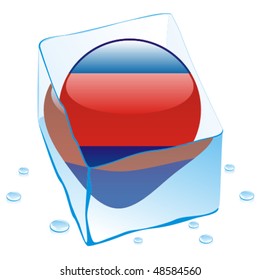 fully editable vector illustration of cambodia button flag frozen in ice cube