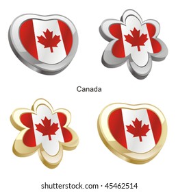 fully editable vector illustration of canada flag in heart and flower shape