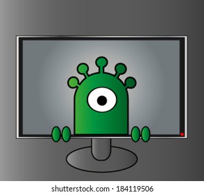 Fully editable vector illustration of a cartoon alien.