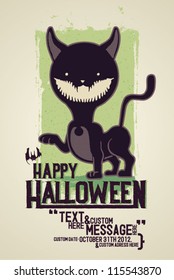 Fully editable vector illustration of a cat wanting you happy Halloween!