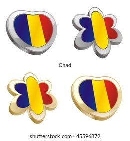 fully editable vector illustration of chad flag in heart and flower shape