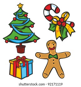 fully editable vector illustration of Christmas items