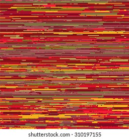 A fully editable vector illustration of a colorful red and yellow glitch art background. 