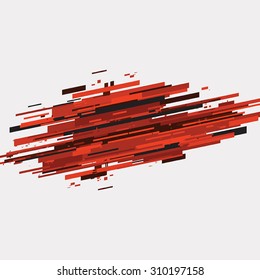 A fully editable vector illustration of a colorful red and black glitch art background. 