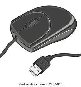 fully editable vector illustration of computer mouse isolated on white