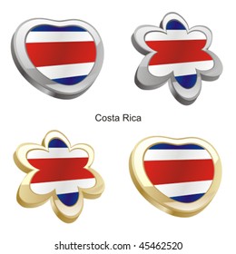 fully editable vector illustration of costa rica flag in heart and flower shape