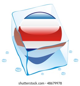 fully editable vector illustration of costa rica button flag frozen in ice cube