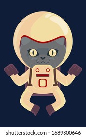Fully editable vector illustration of a cute astronaut cat