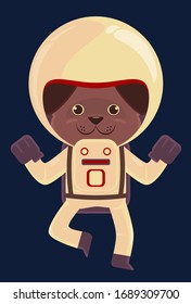 Fully editable vector illustration of a cute astronaut dog