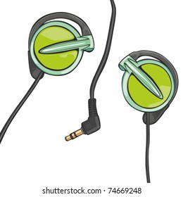 fully editable vector illustration of earphones isolated on white