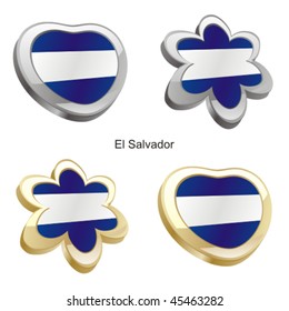 fully editable vector illustration of el salvador flag in heart and flower shape