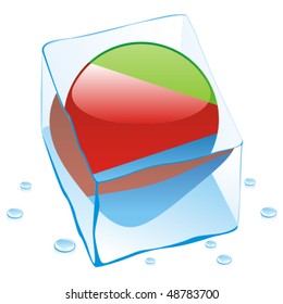 fully editable vector illustration of eritrea button flag frozen in ice cube