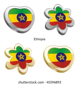 fully editable vector illustration of ethiopia flag in heart and flower shape