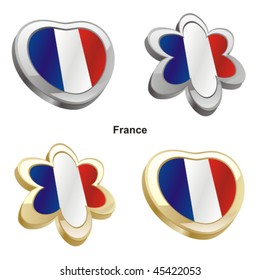 fully editable vector illustration of france flag in heart and flower shape