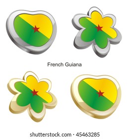 fully editable vector illustration of french guiana flag in heart and flower shape