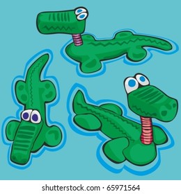 fully editable vector illustration of funny stylized crocodiles