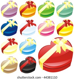 fully editable vector illustration of gift boxes in heart shape