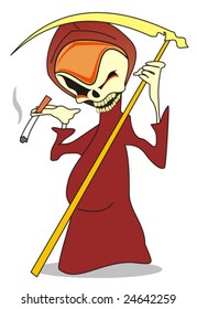 Fully editable vector illustration of the Grim Reaper