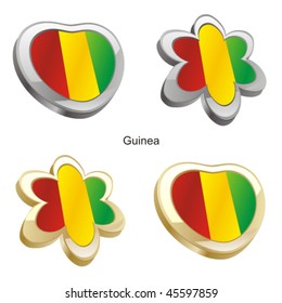 fully editable vector illustration of guinea flag in heart and flower shape
