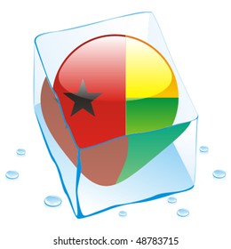 fully editable vector illustration of guinea bissau button flag frozen in ice cube