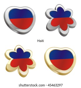 fully editable vector illustration of haiti flag in heart and flower shape