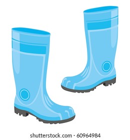 fully editable vector illustration of isolated rubber boots