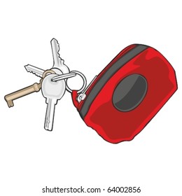 fully editable vector illustration of isolated colored key-holder with keys