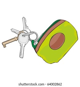 fully editable vector illustration of isolated colored keyholder with keys
