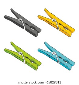 fully editable vector illustration of isolated colored pegs