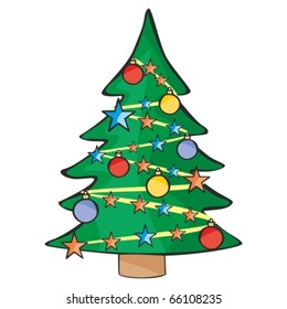 fully editable vector illustration of isolated christmas tree