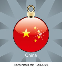 fully editable vector illustration of isolated china flag in christmas bulb shape